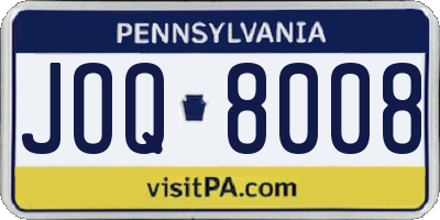 PA license plate JOQ8008
