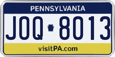 PA license plate JOQ8013
