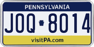 PA license plate JOQ8014