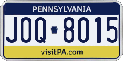 PA license plate JOQ8015