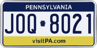 PA license plate JOQ8021