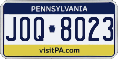 PA license plate JOQ8023