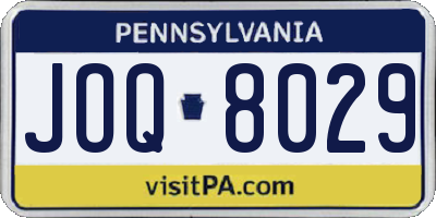 PA license plate JOQ8029