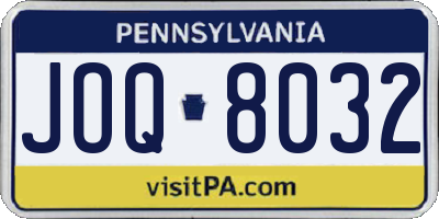 PA license plate JOQ8032