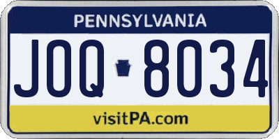 PA license plate JOQ8034