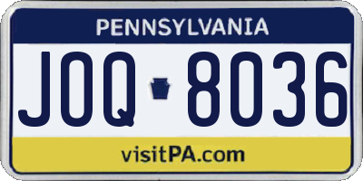 PA license plate JOQ8036