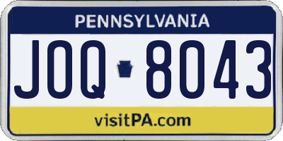 PA license plate JOQ8043