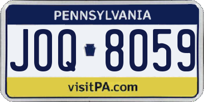 PA license plate JOQ8059