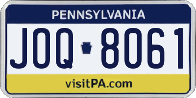 PA license plate JOQ8061