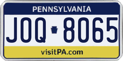 PA license plate JOQ8065