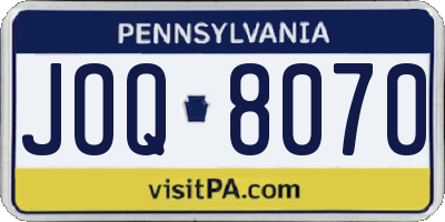 PA license plate JOQ8070