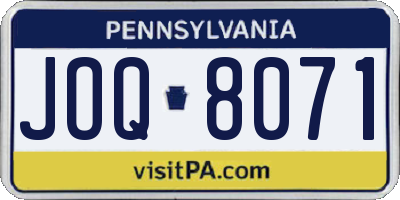 PA license plate JOQ8071