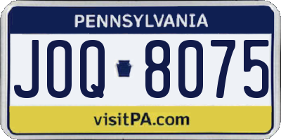PA license plate JOQ8075