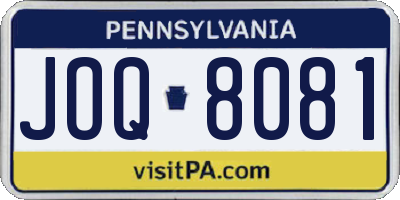 PA license plate JOQ8081