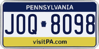 PA license plate JOQ8098