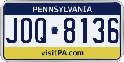 PA license plate JOQ8136