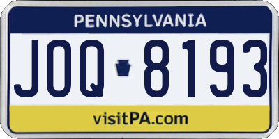 PA license plate JOQ8193