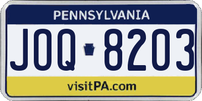PA license plate JOQ8203