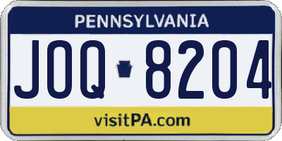 PA license plate JOQ8204