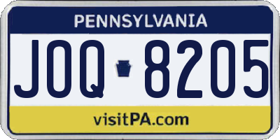 PA license plate JOQ8205