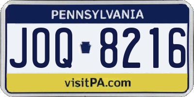 PA license plate JOQ8216