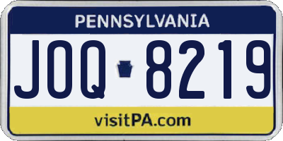 PA license plate JOQ8219