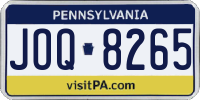 PA license plate JOQ8265