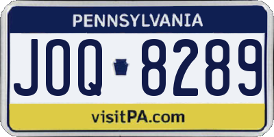 PA license plate JOQ8289