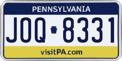 PA license plate JOQ8331