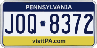 PA license plate JOQ8372