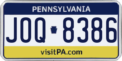 PA license plate JOQ8386