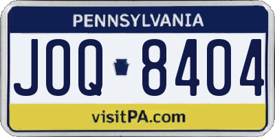 PA license plate JOQ8404