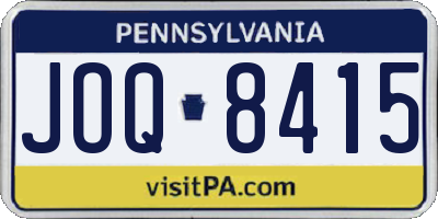 PA license plate JOQ8415