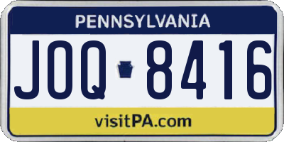PA license plate JOQ8416