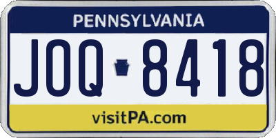 PA license plate JOQ8418