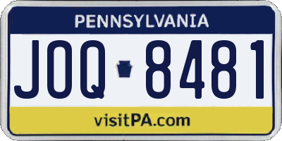 PA license plate JOQ8481