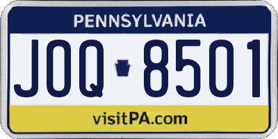 PA license plate JOQ8501