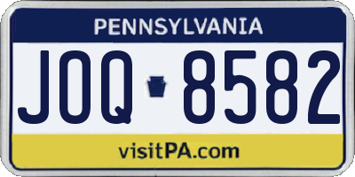PA license plate JOQ8582