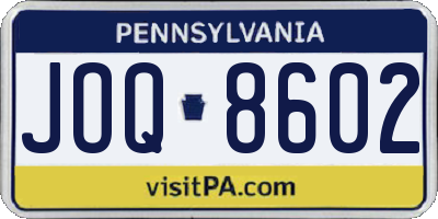 PA license plate JOQ8602