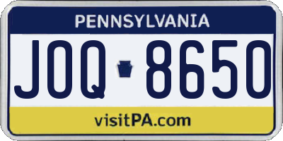PA license plate JOQ8650