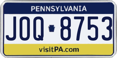 PA license plate JOQ8753