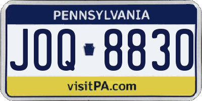 PA license plate JOQ8830