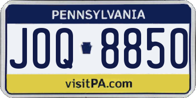 PA license plate JOQ8850