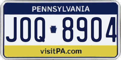 PA license plate JOQ8904