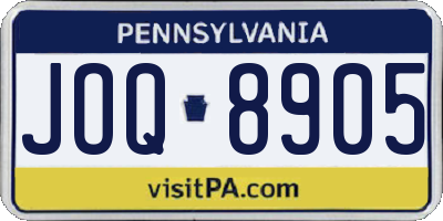 PA license plate JOQ8905