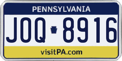 PA license plate JOQ8916