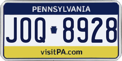 PA license plate JOQ8928