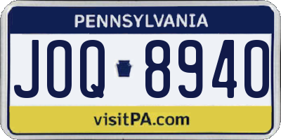 PA license plate JOQ8940