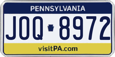 PA license plate JOQ8972