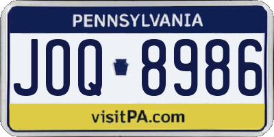 PA license plate JOQ8986